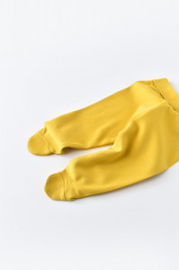 Pantaloni cu Botosei - Bumbac organic Galben pal BabyCosy - Img 4