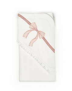 Paturica pentru nou nascut, 100% bumbac organic, Bow, BabyCosy, powder