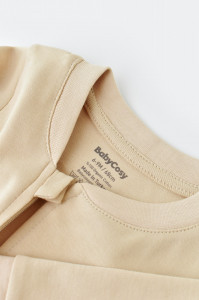 Salopeta cu fermoar cu maneca lunga si pantaloni lungi - 100%bumbac organic - Crem, BabyCosy - Img 5