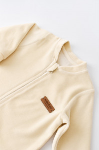 Salopeta cu maneca lunga si fermoar din 80%bumbac organic si 20% poliester -Crem, BabyCosy - Img 3