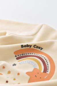 Salopeta Curcubeu cu maneca lunga si botosei din 80%bumbac organic si 20% poliester - Crem, BabyCosy - Img 6