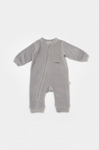 Salopeta Elefant cu maneca lunga din 80%bumbac organic si 20% poliester - Gri, BabyCosy