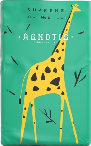 Scutece hipoalergenice Supreme Agnotis, marimea nr. 6, 17+ kg, 36 bucati