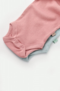 Set 2 body-uri bebe unisex din bumbac organic si modal - Mint/Rose, BabyCosy - Img 5