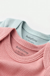 Set 2 body-uri bebe unisex din bumbac organic si modal - Mint/Rose, BabyCosy - Img 7