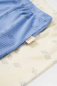Set 2 pantalonasi Printed, BabyCosy, 50% modal+50% bumbac, Ecru/Lavanda
