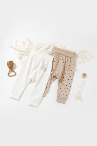 Set 2 pantaloni bebe unisex Girafa, Baby Cosy, 100% bumbac organic
