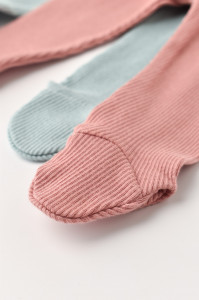 Set 2 pantaloni cu botosei bebe unisex din bumbac organic si modal - Mint/Rose, BabyCosy - Img 5