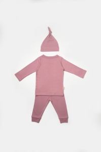 Set 3 piese:bluza, pantaloni si caciulita Bamboo, roz inchis, BabyCosy, 50% bumbac+50%bambus