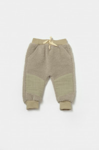 Set bluza cu buzunar si pantaloni Ursulet, Winter muselin, 100% bumbac dublat - Verde, BabyCosy