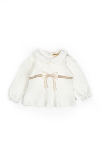 Set bluză cu volănaș și pantalonași, Bow, BabyCosy, 100%bumbac organic - Img 12