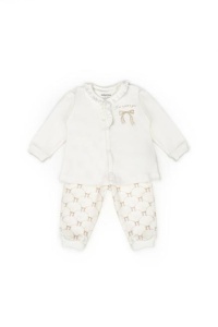 Set bluză și pantalon, Bow, BabyCosy, 100%bumbac organic, Stone - Img 3