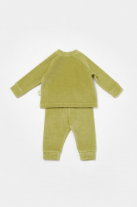 Set bluzita si pantaloni Elefant, 80%bumbac organic si 20% poliester - Verde, BabyCosy
