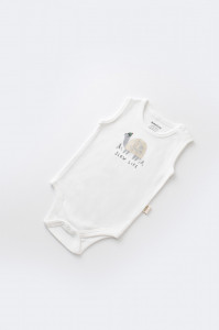 Set Broscuta cu salopeta si body din 80%bumbac organic si 20% poliester - Crem, BabyCosy - Img 6