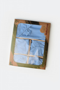 Set de 10 piese pentru nou nascut - 100% bumbac organic - Bleu, BabyCosy - Img 2