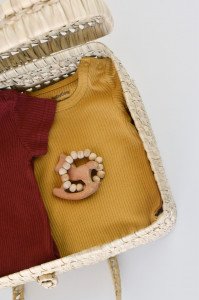 Set de 2 salopetele cu maneca scurta din bumbac organic si modal - Caramiziu/ Sofran BabyCosy - Img 7