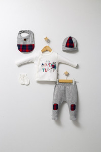 Set de 5 piese pentru nou nascut baietel Mountain, Tongs baby, 0-3 luni - Img 3