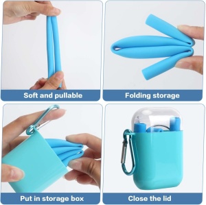 Set de paie portabile reutilizabile din silicon - roz