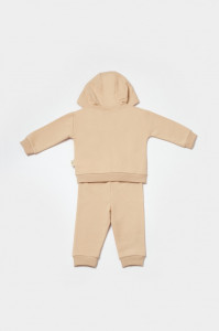 Set hanorac cu gluga si pantaloni, Two thread, 100%bumbac organic - Stone, BabyCosy