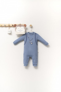 Set salopeta cu caciulita cu urechiuse pentru bebelusi Ursulet, Tongs baby - Img 3