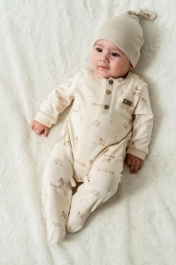 Set salopeta cu caciulita, Lamb, BabyCosy, 100% bumbac organic - Img 7