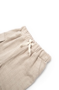 Set tricou ecru cu pantaloni scurti TeddyBear, 100% bumbac organic, BabyCosy