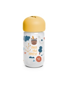 Sticlă de apă cu pai inclus, 340 ml, galben, Forest, Suavinex - Img 2