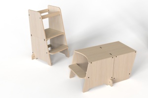 Turn de invatare multifunctional Kule Bend, Natur, MamaToyz