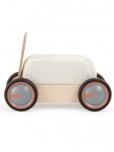 Masinuta ride-on, premergator si carucior de jucarii MamaToyz DriveMe Soft, Vacuta - Jucarie din lemn 3 in 1 - Img 10