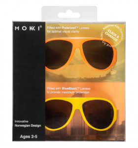 Ochelari de soare pentru copii MOKKI Click & Change, protectie UV, galben, 2-5 ani, set 2 perechi - Img 4