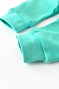 Pantaloni Bebe Unisex din bumbac organic Turcoaz BabyCosy - Img 5