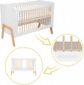 Patut transformabil copii Skiddou Krubb din lemn de fag/MDF, 60x120 cm, Puff Catcher, Alb - Img 12