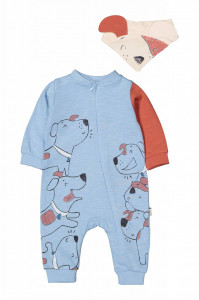 Salopeta cu baveta pentru bebelusi Dogs, Tongs baby - Img 2