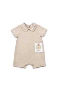 Salopeta cu guler TeddyBear, BabyCosy, 100% bumbac organic
