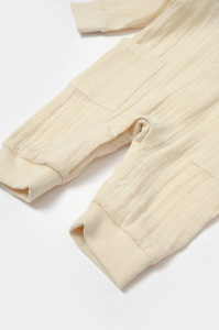 Salopeta cu nasturei, Winter muselin, 100% bumbac - Stone, BabyCosy