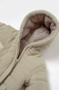 Salopeta de iarna pentru bebelusi, Winter muselin, 100% bumbac - Verde, BabyCosy