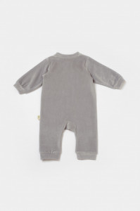 Salopeta Elefant cu maneca lunga din 80%bumbac organic si 20% poliester - Gri, BabyCosy
