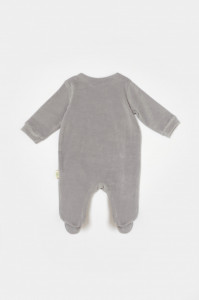Salopeta Elefant cu maneca lunga si botosei din 80%bumbac organic si 20% poliester - Gri, BabyCosy