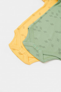 Set 2 body-uri Printed, BabyCosy, 50% modal+50% bumbac, Lamaie/Verde