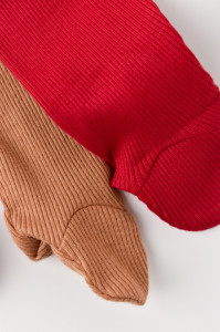 Set 2 pantaloni cu botosei bebe unisex din bumbac organic si modal - Maro/Rosu, BabyCosy - Img 5