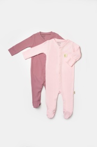 Set 2 salopete lungi Bamboo, roz, BabyCosy, 50%bumbac+50% bambus