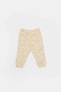 Set 3 piese:bluza, pantaloni si caciulita Printed, BabyCosy, 50% modal+50% bumbac, Stone