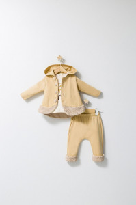 Set 3 piese: pantaloni, bluzita si hainuta cu gluga eleganta pentru bebelusi Fun Penguin, Tongs baby - Img 2