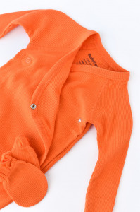 Set 4 piese: bluza, pantaloni, caciulita si manusi din bumbac organic si modal - Rodie, BabyCosy - Img 3