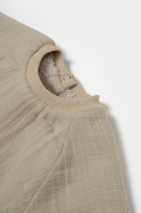 Set bluza cu buzunar si pantaloni Ursulet, Winter muselin, 100% bumbac dublat - Verde, BabyCosy