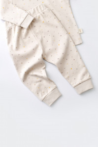 Set bluzita cu maneca lunga si pantaloni lungi - bumbac organic 100% - Crem cu buline, BabyCosy - Img 2