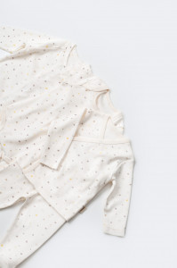 Set de 10 piese pentru nou nascut - 100% bumbac organic - Ecru cu buline, BabyCosy - Img 7