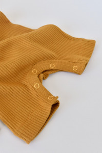 Set de 2 salopetele cu maneca scurta din bumbac organic si modal - Mustar/ Somon BabyCosy - Img 7