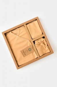 Set de 5 piese pentru nou nascut - 100% bumbac organic - Mustar, BabyCosy - Img 4