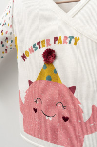 Set de 5 piese pentru nou nascut fetite Monster, Tongs baby - Img 5